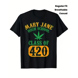 Men's Class of 420 Graphic T-Shirt, 100% Fabric, Crew Neck, Short Sleeve, Regular Fit, Weekend Casual Wear, All-Season Casual Wear
