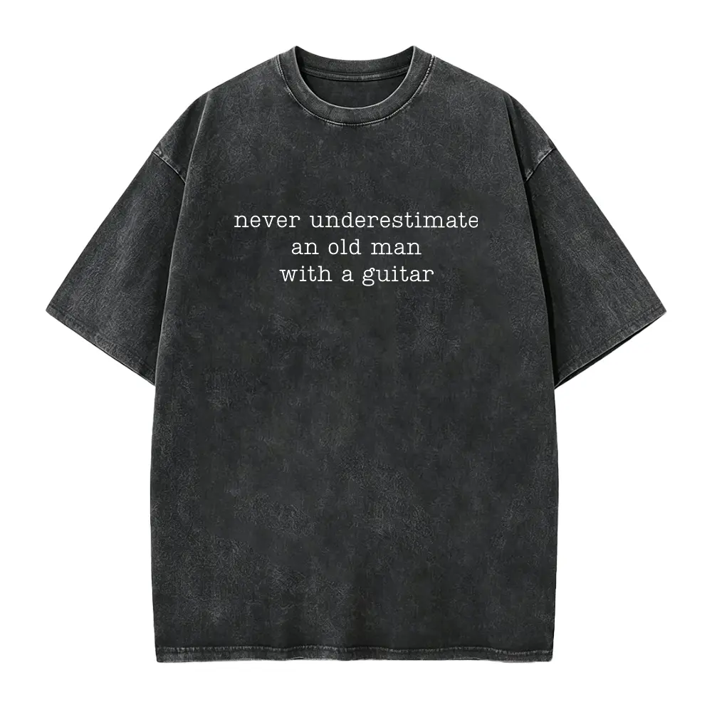 Men's "Never Underestimate An Old Man With A Guitar" Guitar Player Graphic Tees,Short Sleeve Crew Neck Cotton Streetwear Top,graphic tees,men's t shirts,trending clothes,Cotton Tee,streetwear tees