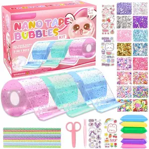 Nano Tape Bubble Kit for Kids, Squishy Making Maker Kit, Nano Tape Bubbles Toys for Girls, Step by Step Guide for Beginner