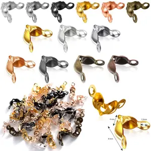 200pcs Connector Clasp Fitting Metal Ball Chain End Crimps Beads Connector Components For DIY Jewelry Making Findings