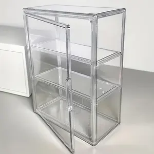 No-installation heavy-duty three-layer transparent acrylic display cabinet with magnetic doors — a dedicated transparent display cabinet for stores, home offices, and collectibles, featuring a space-saving modern design, Modern Storage Cabinet