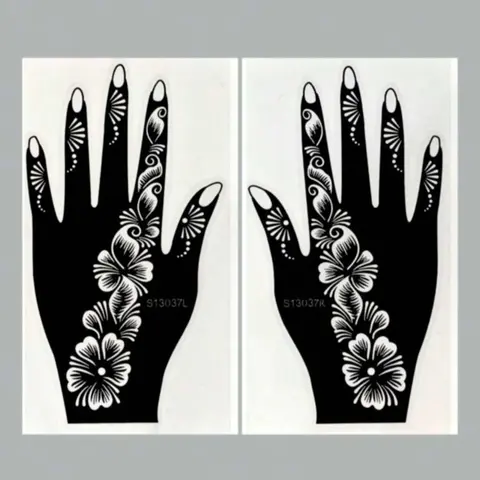 Henna Stencils - Black Hand Design with Unique Patterns, Suitable for Various Occasions and Events