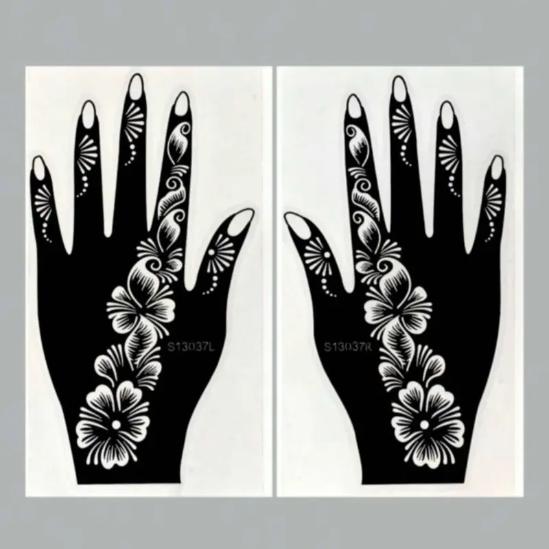 Henna Stencils - Black Hand Design with Unique Patterns, Suitable for Various Occasions and Events