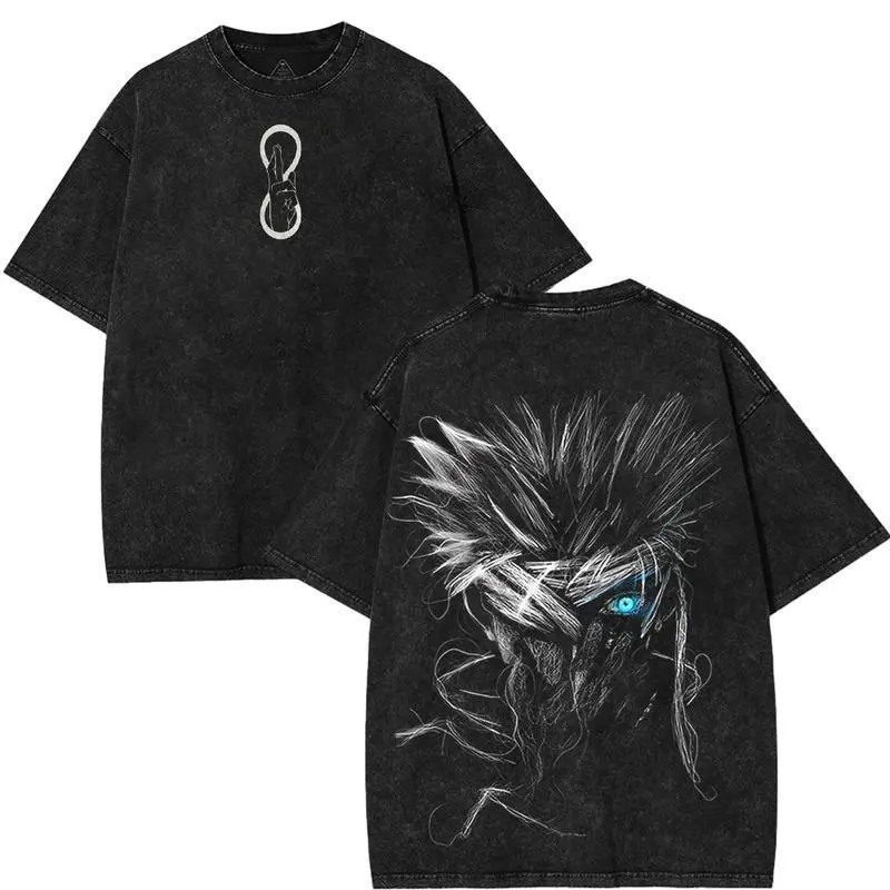 Gojo Satoru Limitless BLue Eyes The Honored One Jujutsu Kaisen JJK graphic Tees Double Printed Washed Tshirt Streetwear graphic tee Distressed Festive
