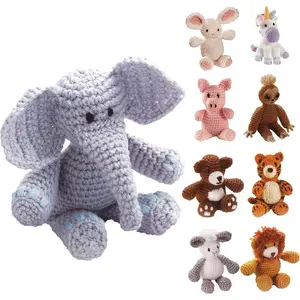 Little Crochet Friend Animals Crochet Kit, Elephant, 8", Complete Kit, Learn to Animal Starter Kit for All Ages, Includes Instructions, DIY Amigurumi Kits