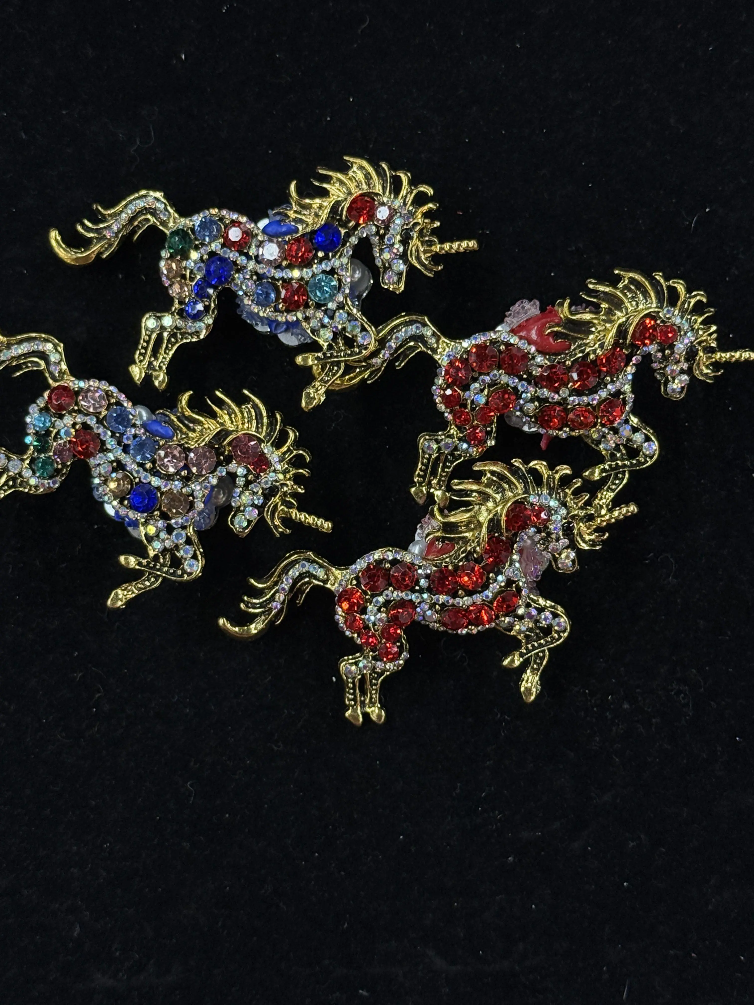 (385-386) 3PCS Unicorn Charms | Sparkling Rhinestone Fantasy Beads for DIY Jewelry