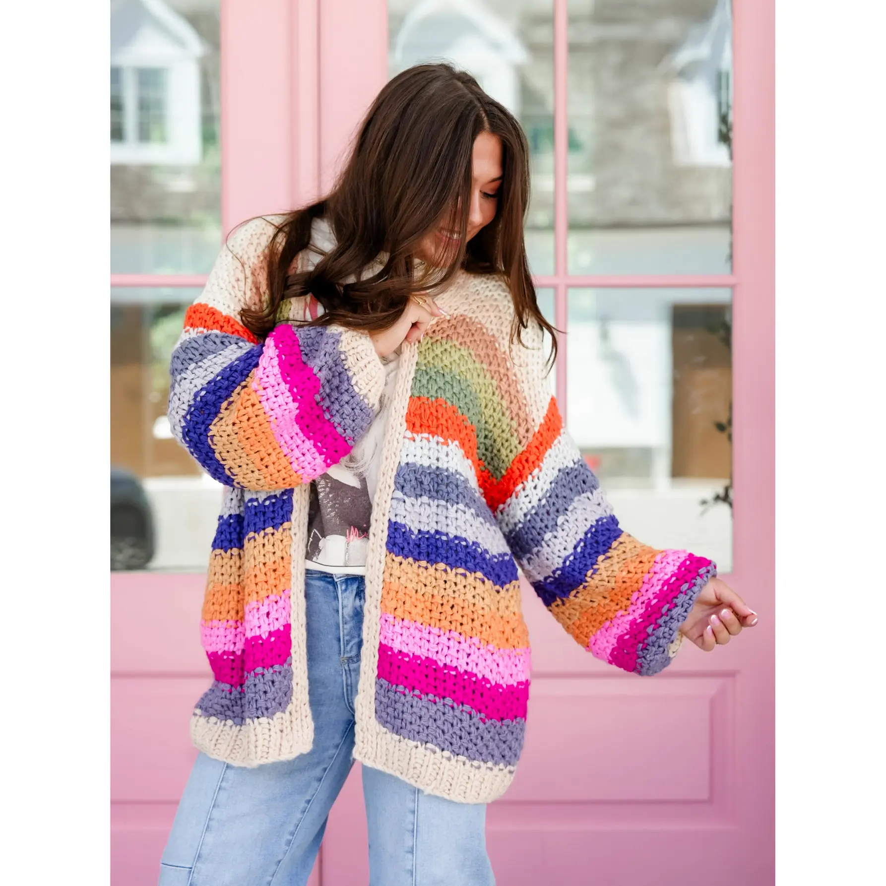 Crochet Long Sleeve Open Front Cardigan
