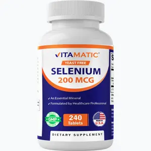 Vitamatic Yeast-Free Selenium 200mcg (as Selenomethionine) Antioxidant Supplement, Essential Minerals Supplement with Magnesium, Superior Absorption, Immune Support, 240 Tablets (US Formulated)