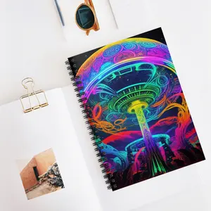 Spiral Notebook - Ruled Line COLORFUL NEON ALIEN GLOW!