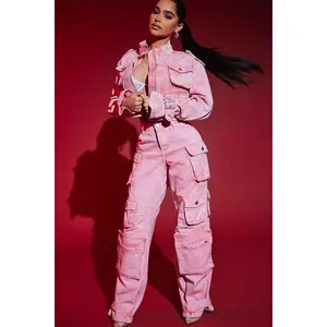 Billie Low Slung Cargo Jeans - Pink 6