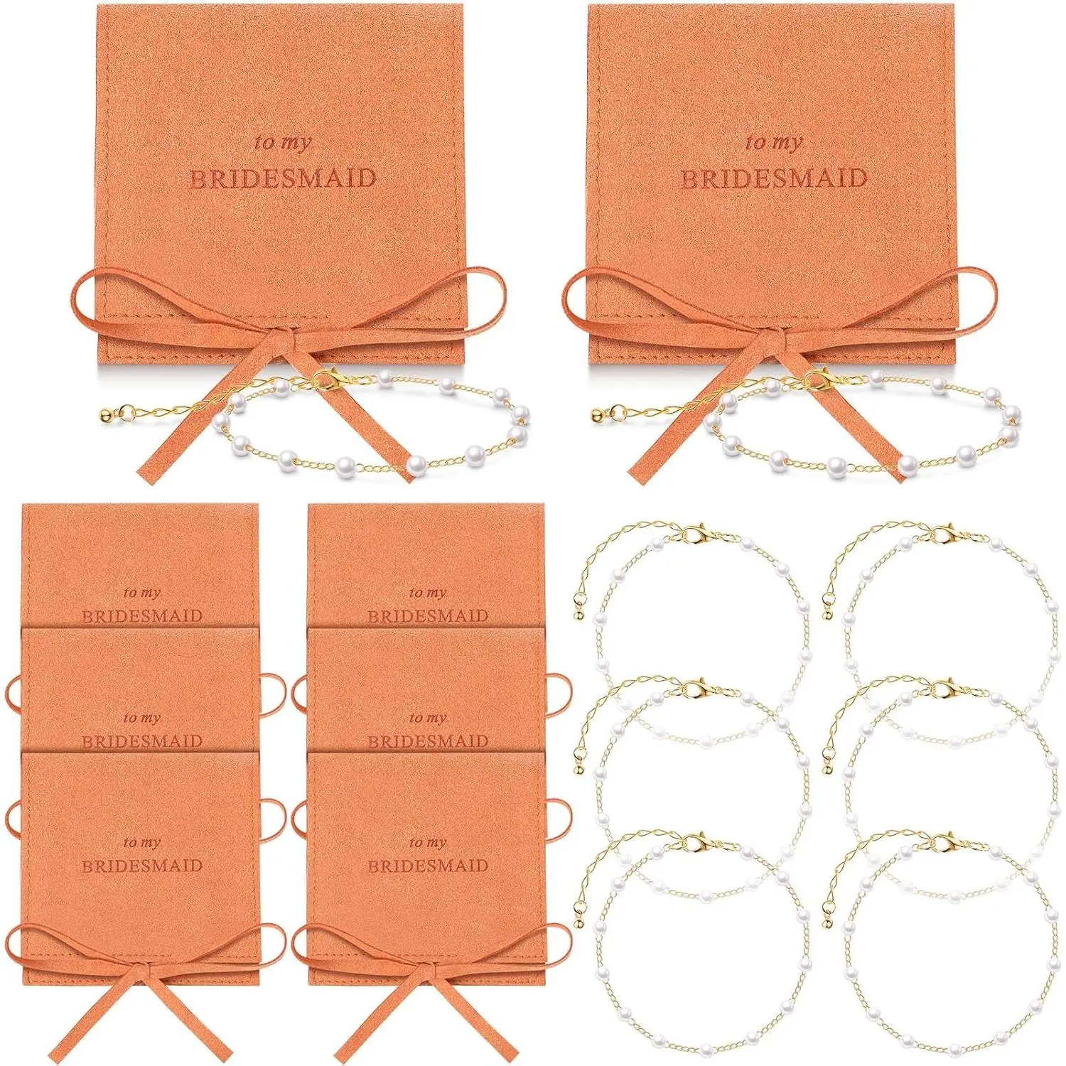 16 count  Bridesmaid   Bracelet Microfiber  Bag Pouch Set of 8 for Wedding Bridal Party Favor