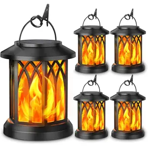 4 Pack Solar Lantern Outdoor Lights, Upgraded Flickering Flame Solar Lanterns Lights Outdoor , Hanging Outdoor Solar Lanterns Lights, Solar  Lanterns for Yard Garden Decor