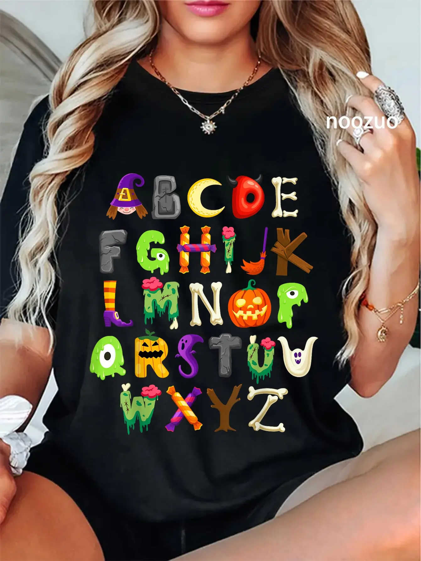 Women's Casual Graphic Tshirt with Funny Alphabet Letters, 100% Cotton Crew Neck Top for Teachers, Unisex Cut for Everyday Wear, Kindergarten Teacher