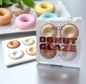Donut Glaze Powder Highlighter Set - 4 Shades, 30ml, High Pigment Highlighter, All-Skin-Tone Face Cosmetic for Glow & Bright Shine