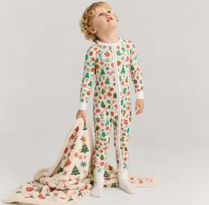 Holiday Unisex Baby Onesie, Footless Bamboo Viscose Zipper Pajamas for Newborn & Infant, Ultra-Soft, Versatile, Durable & Easy Care, Durable And Easy Care