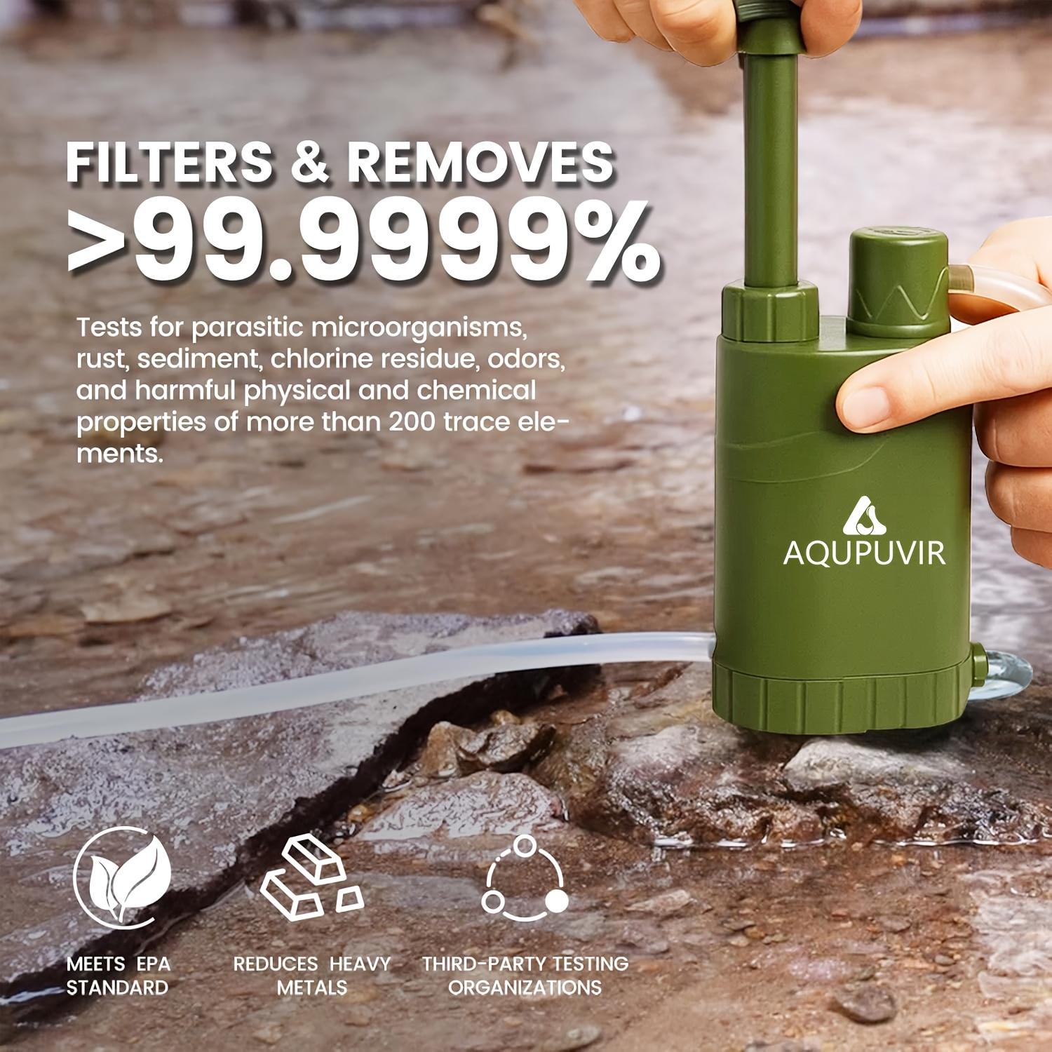 AQUPUVIR 0.01 Micron Portable Water Filtration System Survival – Tested in USA Labs – Bacteria, Parasite and Virus Removal – Ultimate Survival & Backpacking Gear-Farther's gift