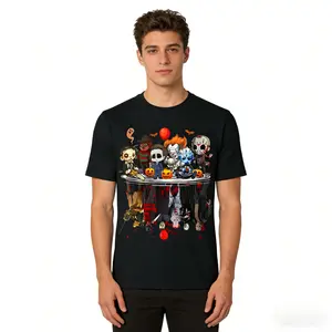 Cute Chibi Horror Movies Character Graphic Cotton T-Shirt Gothic Halloween Costume Gift