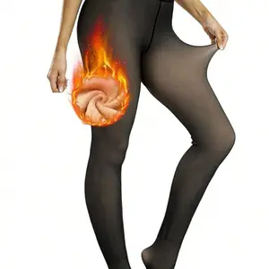 Tournesol Fleece Lined Tights One-Lined Seams both front and back! Womenswear Size XS - 4XL Thermal Winter Basic Tights Leggings Thick Semi-Transparent Casual Underwear Pantyhose Closed Foot Available in Light Mid Deep Skin Tone 001