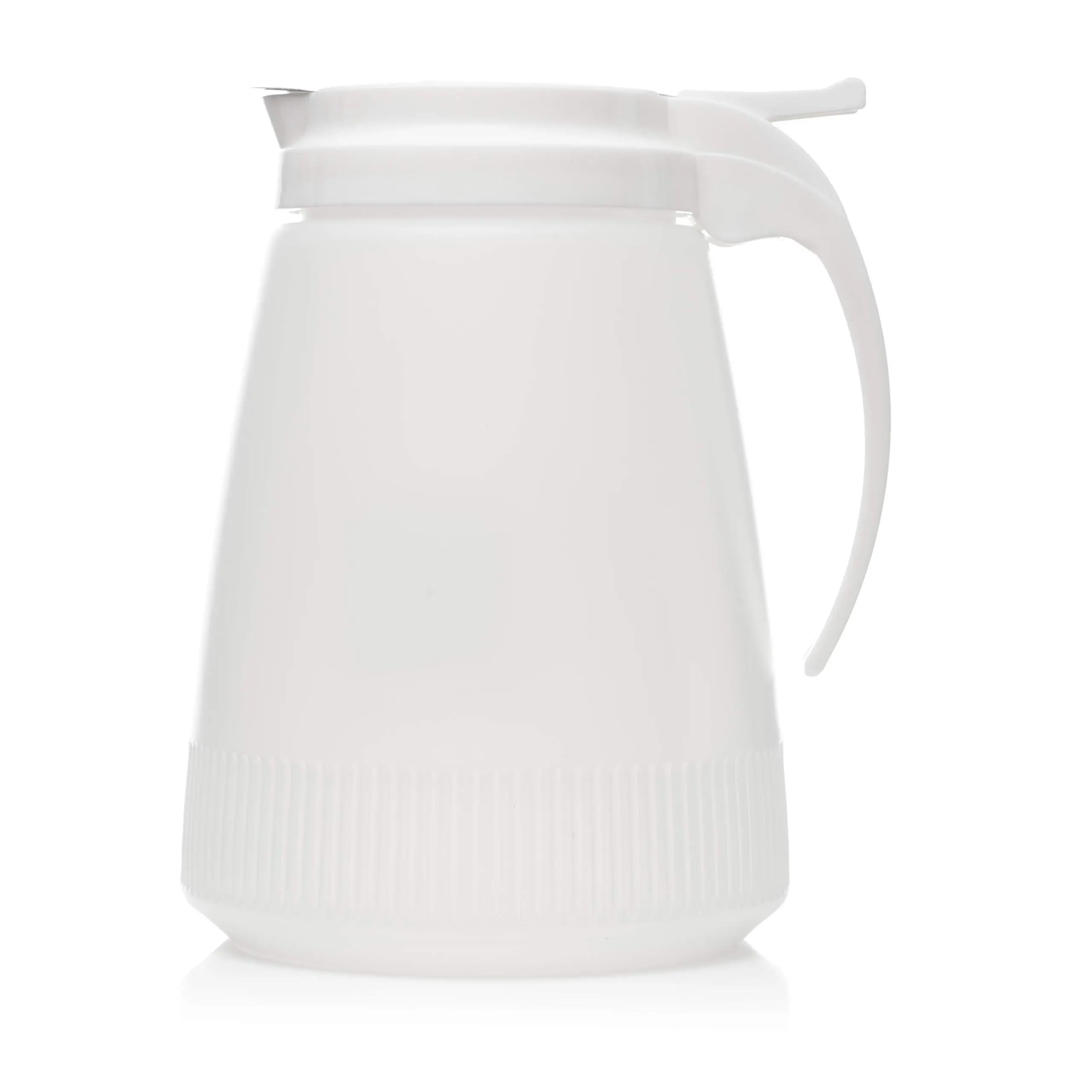 [1 PACK] EcoQuality 48oz Plastic Syrup Dispenser with Plastic Lid and Stainless Steel Slide Cover - Syrup, Sugar, Honey Dispenser - Perfect for Diners, Restaurants, Home, Office, Disposable (48 Ounce)