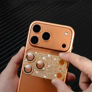 Diamond-set integrated camera lens protector for iPhone 17, 16, 15, 14, 13, 12, and 11 series - Tempered glass lens protector - High definition, scratch and drop resistant.