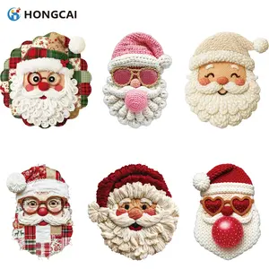 6-Piece Christmas Santa Claus Decoration Set, Curly Hair Beard Velvet Nose Cheeks, //multicolor Patchwork Hat