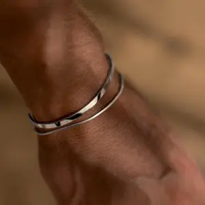 Stackable Bracelets for Men Silver & Gold Cuff Snake Box Cuban Link Trendy Durable Cool Accessories Ideal for Daily Wear Adds Charm