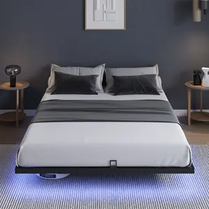 Novilla Floating Bed Frame with LED Lights, Modern PlatformFull/Queen/ King Size Bed Frame with Mattress Slide Stopper, Easy Assembly, No Box Spring Needed, Noise Free,TikTokShopfalldealsforyou