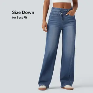 【Creator‘s Pick】Halara Flex Asymmetric High Waisted Washed Casual Baggy Jeans with Pockets#TikTokShopSpringGlowUp