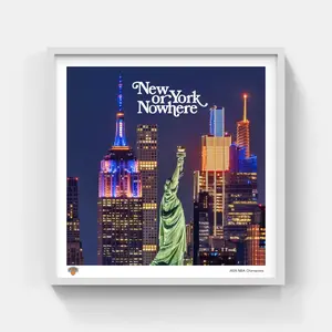 New York Or Nowhere – 26x26 Knicks Skyline Art on Glass Framed