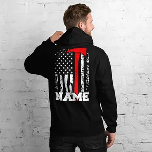 Personalized Firefighter Hoodie, Custom Name Firefighter, Fire Axe Graphic Firefighting Gift