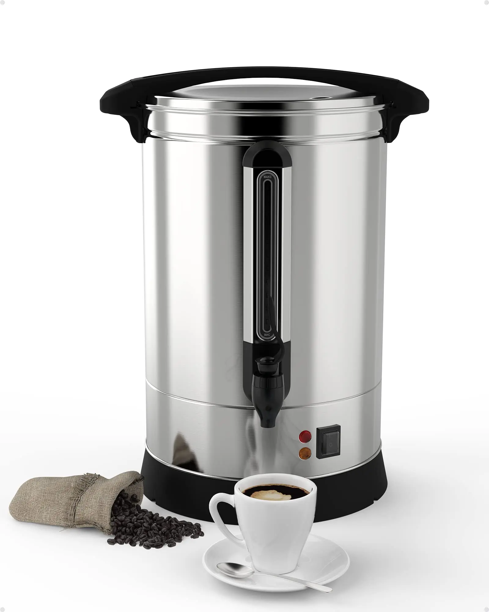 Industry-Grade Stainless Steel Insulated Coffee Urn Brewer - 100-Cup High Capacity 14L/3.8Gal Kitchen Coffee Equipment with Removable Parts, Serving Large Events Hot Beverage Dispenser for Commercial Use