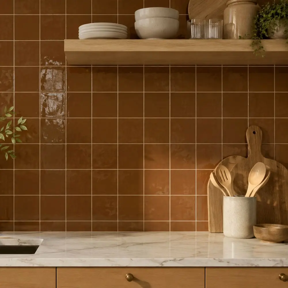 Solenne Caramel 6x6 Porcelain Tile Glossy