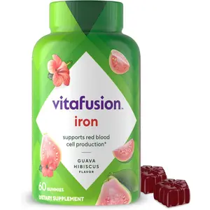 Vitafusion Iron Gummy Vitamin Supplement, Supports Red Blood Cell Production*, Guava Hibiscus Flavor, 30 Servings, 60 Count