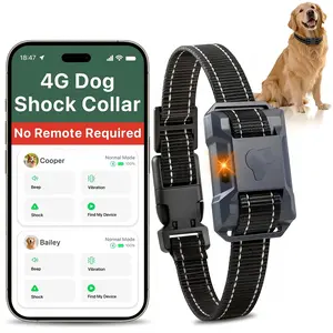 4G Smart Dog Training Collar, APP Control Electric Dog Collar, Rechargeable & IP68 Waterproof Pet Collar with 4 Training Modes, Dog Tracking Collar Without Remote Control