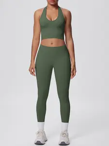 Women's High Elasticity Seamless Sports Set, Backless Bra & Tight Pants, Slimming Running Fitness Yoga, 2 Piece Set, Workout Running Clothes, Activewear Fitness, Workout Sets, All Season Activewear