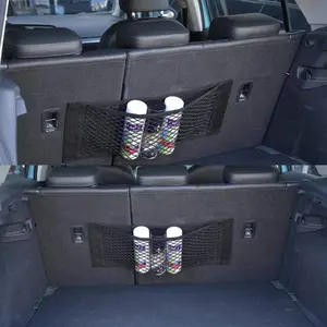2PCS SUV-Focused Elastic Car Cargo Net Kit: Trunk Storage + Wall Sticker Pouch