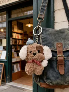 Adorable Plush Dog Keychain, Bag Pendant, Cute Embroidered Pet Accessory, Perfect Gift for Dog Lovers, All-Season Charm, Book Bag Decoration, Bag Accessories, Purse Charm, Backpack Charms