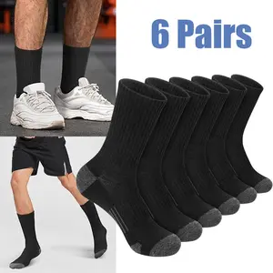 6 Pairs Athletic Socks,Sport Running Calf Socks,Performance Cushioned Breathable Crew Socks for Men Women Baseball Grip