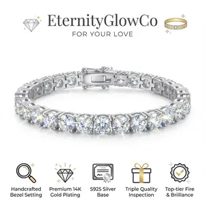 5mm Classic Tennis Bracelet for Men & Women - S925 Sterling Silver Plated 14K Gold, Brilliant Round Cut D Color VVS Clarity Stones, Hypoallergenic Luxury Jewelry Gift for Wedding & Anniversary