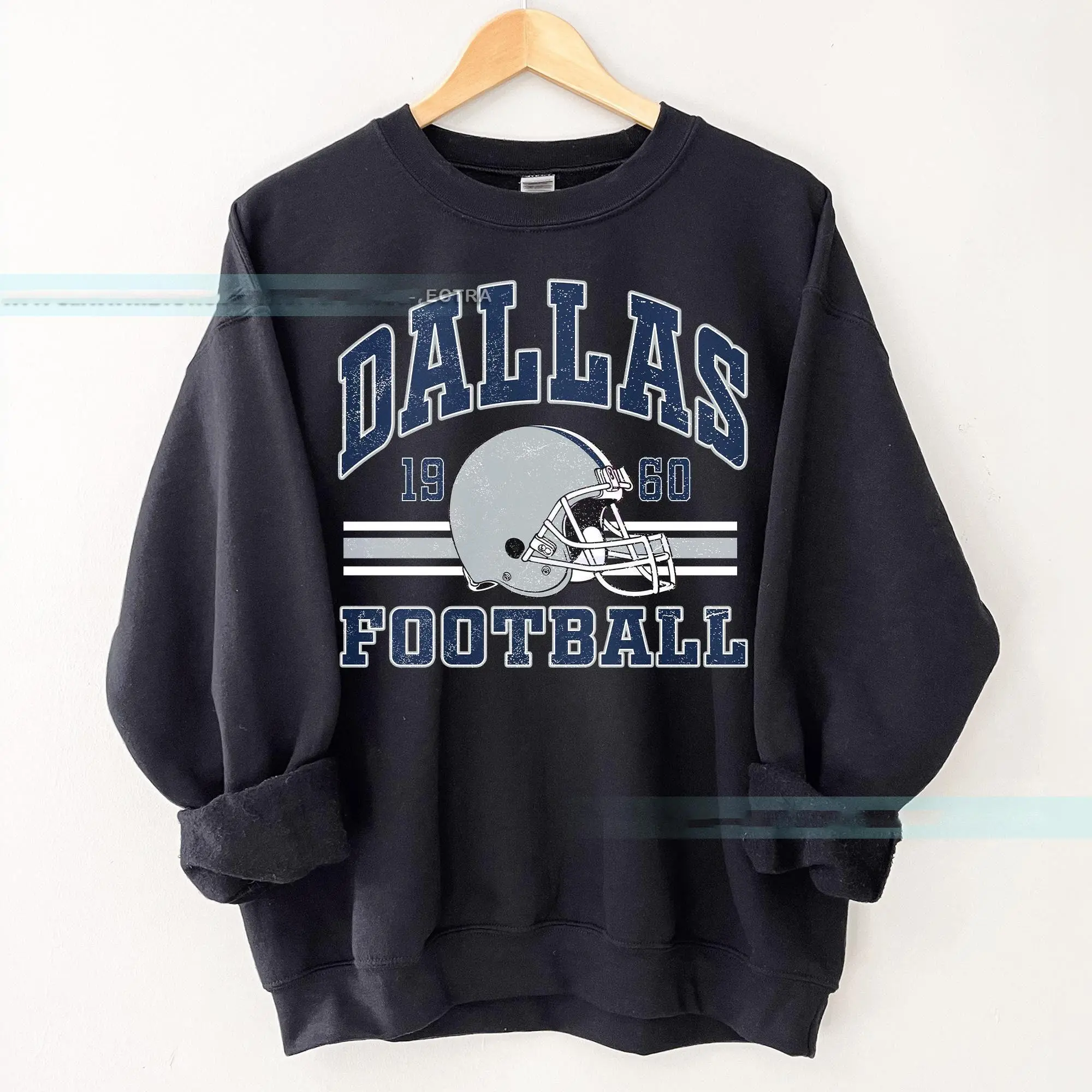 Dallas Football Vintage Style Sweatshirt, Dallas Football Shirt, Cowboy Sweatshirt, Dallas Shirt, Dallas Fans Gift Sweaters Round Neck Crewneck Long Sleeve Cotton Casual Longsleeves