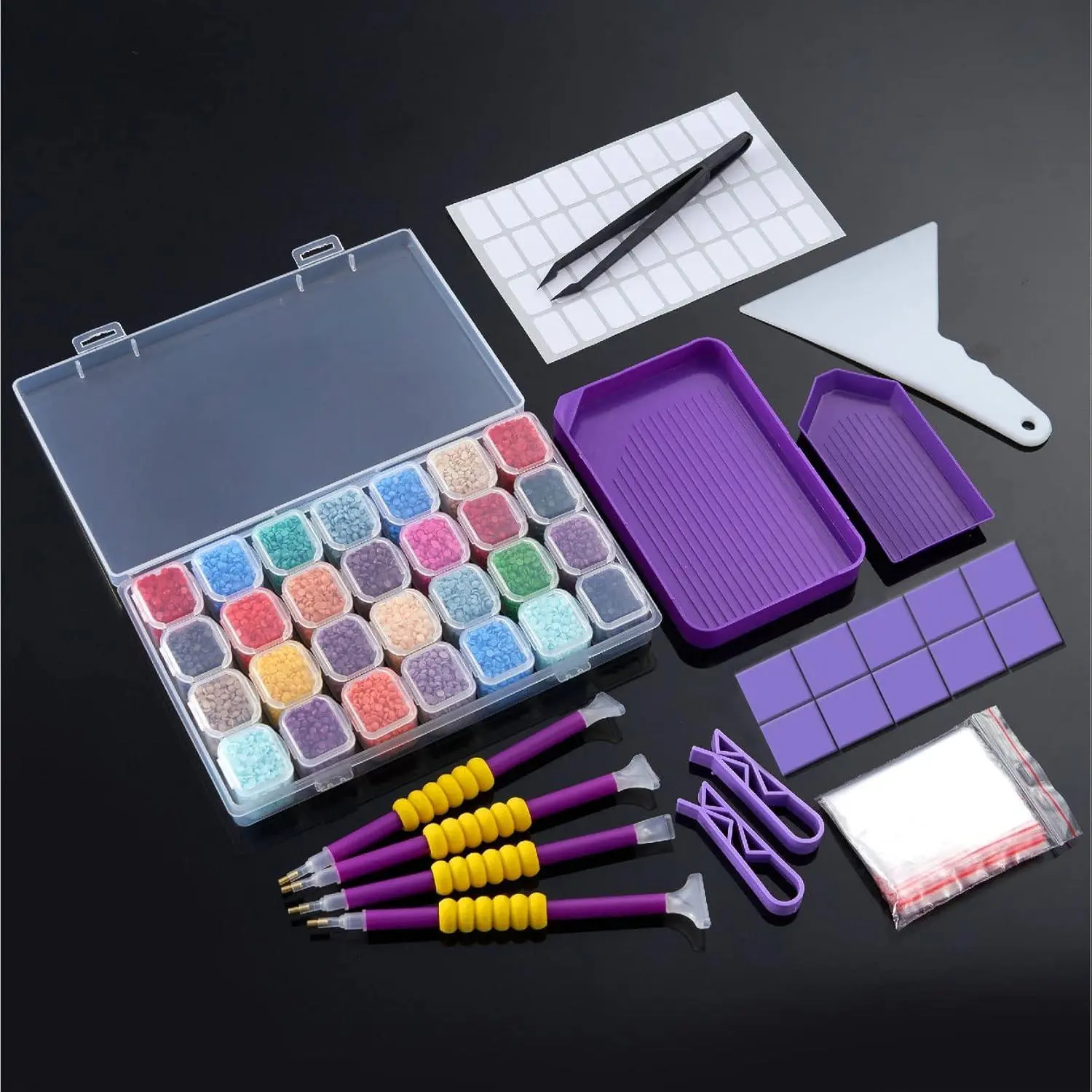 56 count DIY  Painting Tools and Accessories Kits Multiple Sizes Painting Pens for Adults to Make  Art Craft Tweezers Glue  Correction 28 Girds Storage Box