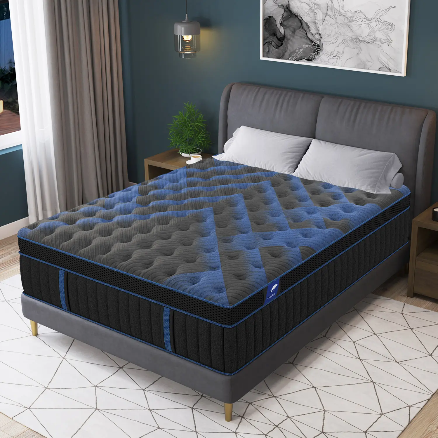 12"Luxury Gel Memory Foam Hybrid 7 Zone Pocket Spring Twin Full Queen King Mattress In A Box Medium Firm For Motion Isolation, Edge Support