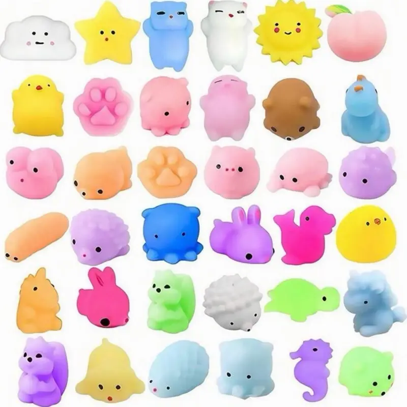 5 PCS Mochi Squishy Toys - Assorted Shapes & Colors for Kids - Soft & Squeezy - Perfect for Stress Relief & Play