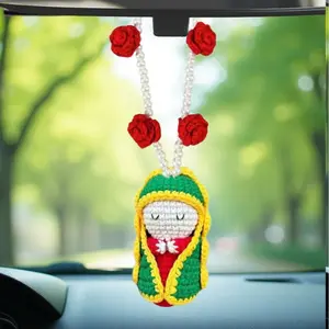 Handmade Guadalupe Virgin Rosary Car Mirror Decoration, Perfect Gift Idea, Unique Handcrafted Design, Ideal for Auto Accessories