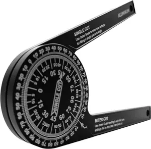 Aluminum Miter Saw Protractor | 7-Inch Rust Proof Angle Finder Featuring Precision Laser Engraved Scales,Professional Carpentry Tool for Miter Saw, Crown Molding & Baseboard Measurements Precision Laser Engraved Aluminum Miter