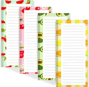 4 Pack Magnetic Notepads for Refrigerator, Grocery List Magnet Pad for Fridge, Fruit Design Magnetic Grocery List Pad for Fridge, Full Magnet Back Decor Sheets