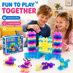 40pcs Squishy Blocks for Toddlers, Soft Jelly Building Blocks, Stacking Building Blocks, Sensory Toys for 3+ Year Old Kids, Non-Toxic Silicone, Birthday Gift