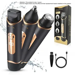 3-In-1 Electric Body Hair Trimmer, Electric Razor for Men and Women, USB Charging Body and Facial Hair Removal , LCD Display, Nose Hair Trimmer