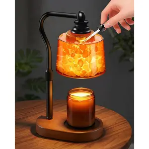 3-in-1 Candle Warmer Lamp with Timer Dimmable, Himalayan Salt Lamp & Passive Diffuser, Gifts for Women, House Warming Gifts New Home Decor, Wax Melt Warmer for Jar Candles (Black)