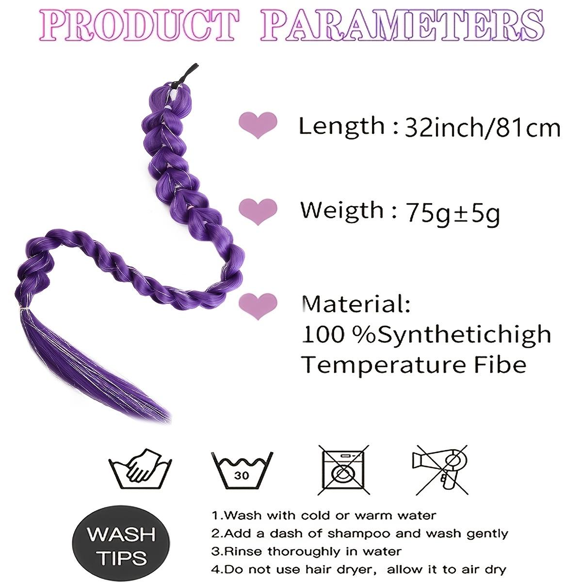 32-Inch Long Braid Ponytail Wig Kpop Cosplay Anime Y2K Style Purple Extensions Easily Clip In for Stylish Looks, Perfect for Cosplay Or Christmas Costumes